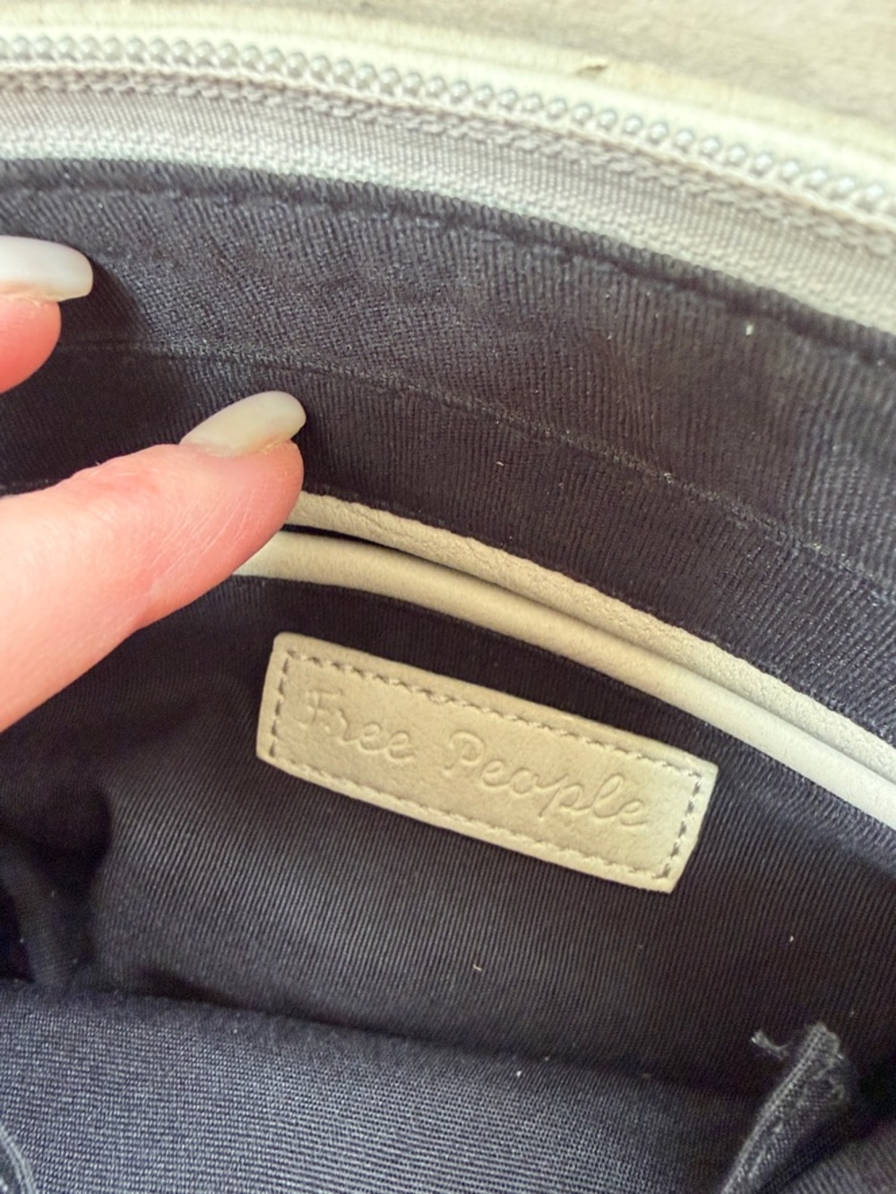 Free People Light Gray Suede Fringe Crossbody Bag - Picture 3 of 8